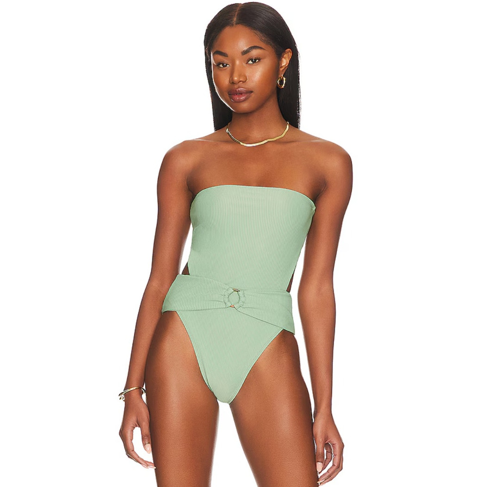 House of Harlow 1960 Strapless One-Piece Swimsuit in Mint Green